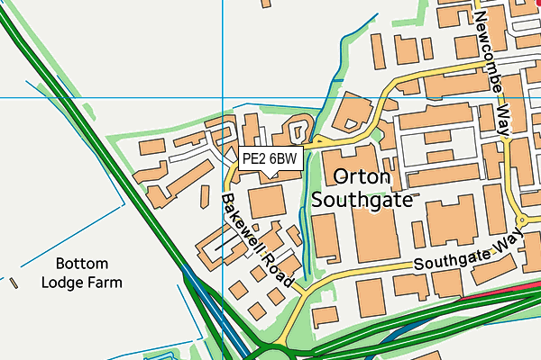 PE2 6BW map - OS VectorMap District (Ordnance Survey)