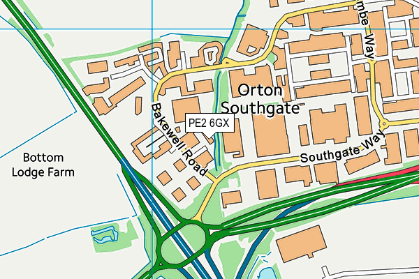 PE2 6GX map - OS VectorMap District (Ordnance Survey)