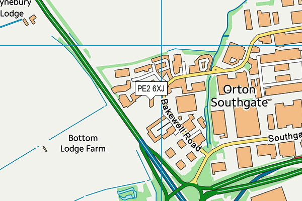 PE2 6XJ map - OS VectorMap District (Ordnance Survey)