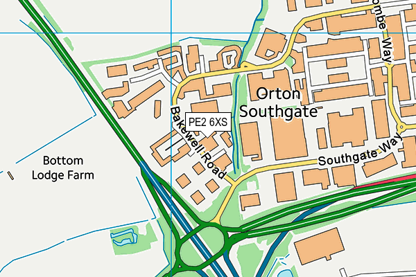 PE2 6XS map - OS VectorMap District (Ordnance Survey)