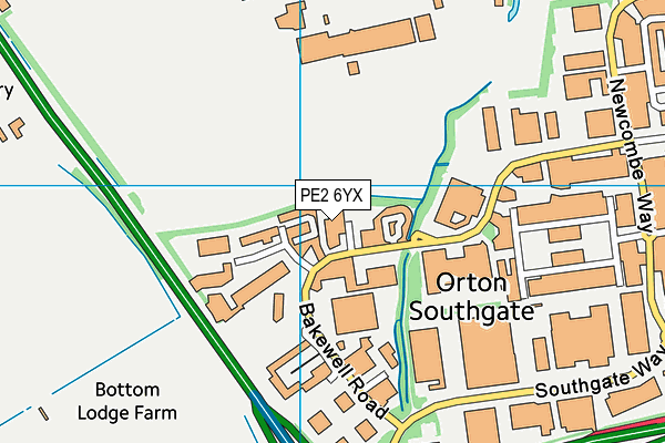 PE2 6YX map - OS VectorMap District (Ordnance Survey)