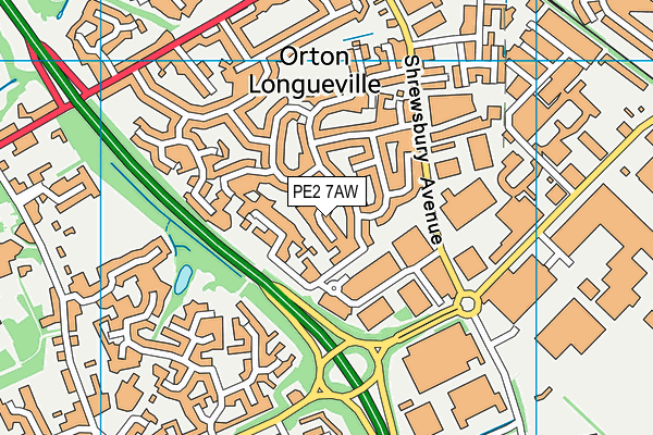 PE2 7AW map - OS VectorMap District (Ordnance Survey)