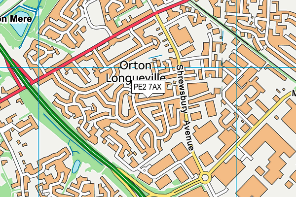 PE2 7AX map - OS VectorMap District (Ordnance Survey)