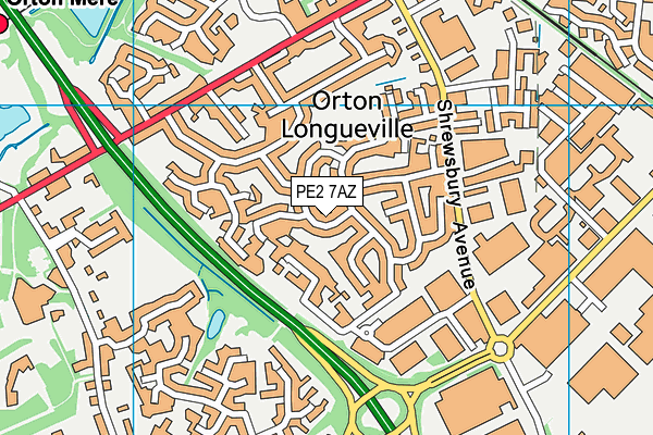 PE2 7AZ map - OS VectorMap District (Ordnance Survey)