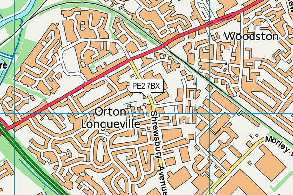 PE2 7BX map - OS VectorMap District (Ordnance Survey)