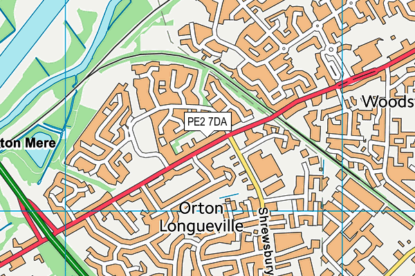 PE2 7DA map - OS VectorMap District (Ordnance Survey)