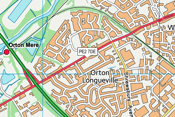 PE2 7DE map - OS VectorMap District (Ordnance Survey)