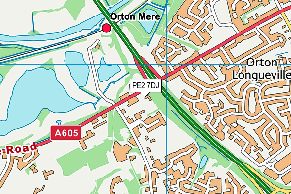 PE2 7DJ map - OS VectorMap District (Ordnance Survey)