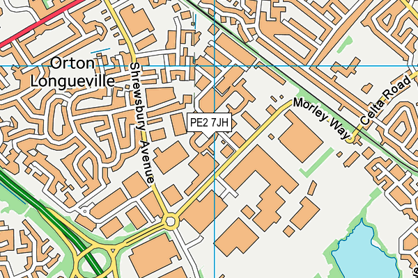 PE2 7JH map - OS VectorMap District (Ordnance Survey)