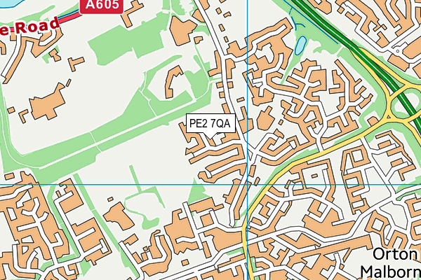 PE2 7QA map - OS VectorMap District (Ordnance Survey)