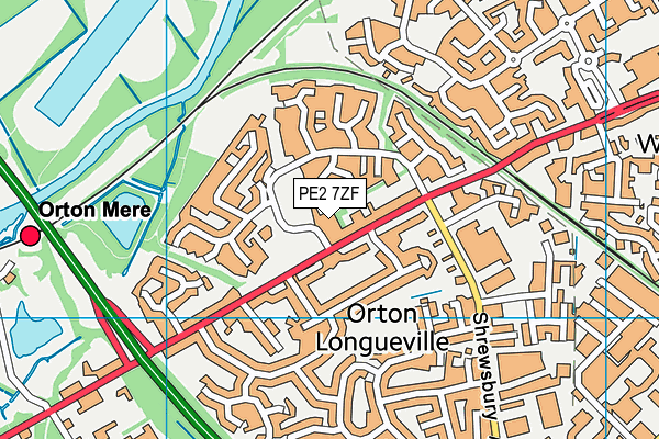 PE2 7ZF map - OS VectorMap District (Ordnance Survey)