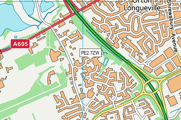 PE2 7ZW map - OS VectorMap District (Ordnance Survey)