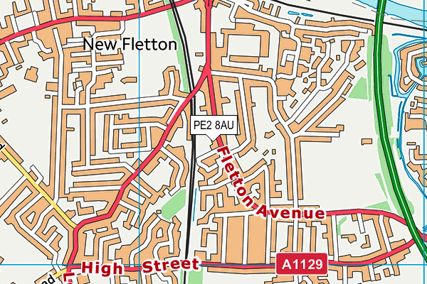 PE2 8AU map - OS VectorMap District (Ordnance Survey)