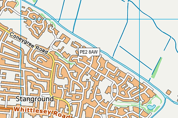 PE2 8AW map - OS VectorMap District (Ordnance Survey)