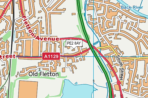 PE2 8AY map - OS VectorMap District (Ordnance Survey)