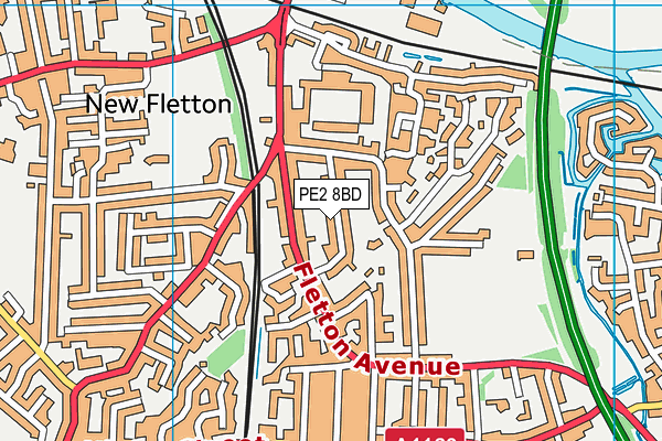 PE2 8BD map - OS VectorMap District (Ordnance Survey)