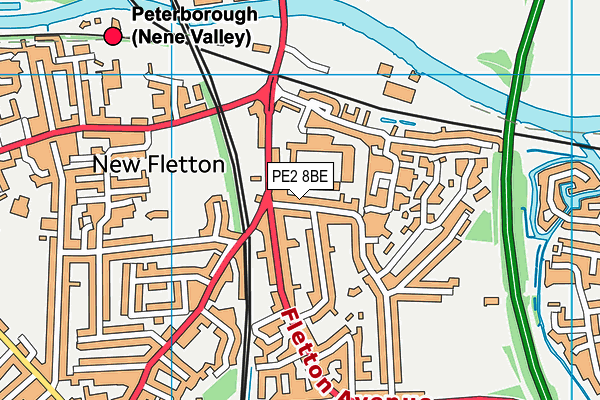 PE2 8BE map - OS VectorMap District (Ordnance Survey)