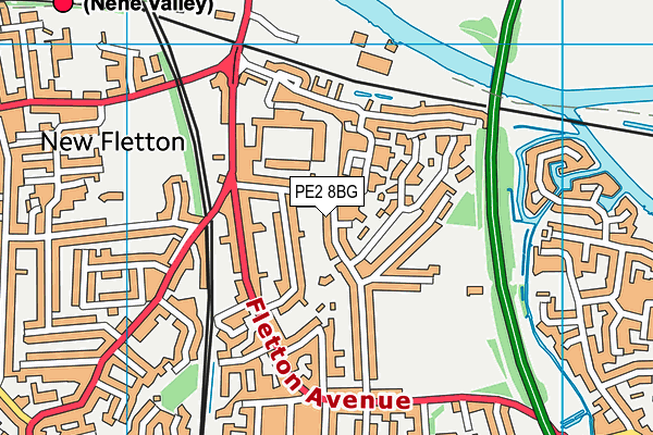 PE2 8BG map - OS VectorMap District (Ordnance Survey)