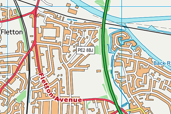 PE2 8BJ map - OS VectorMap District (Ordnance Survey)