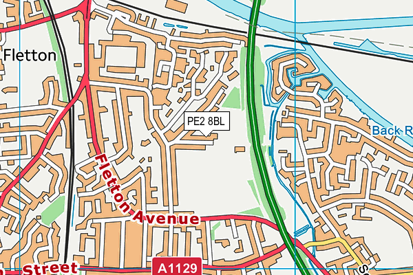 PE2 8BL map - OS VectorMap District (Ordnance Survey)