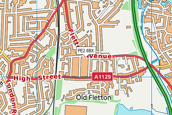 PE2 8BX map - OS VectorMap District (Ordnance Survey)