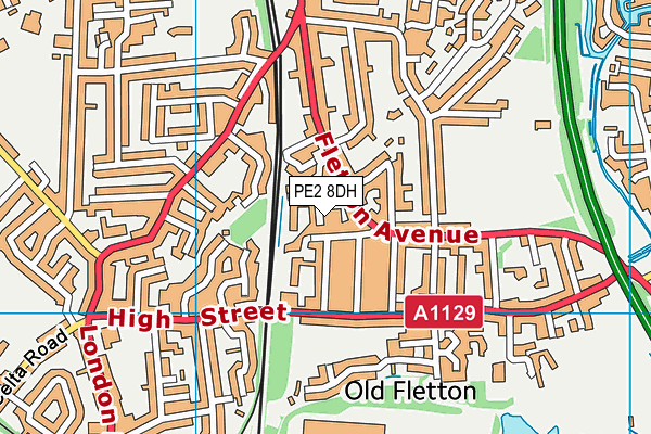 PE2 8DH map - OS VectorMap District (Ordnance Survey)