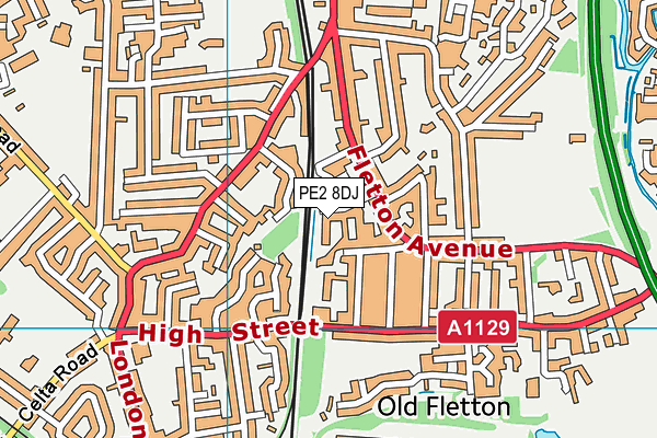 PE2 8DJ map - OS VectorMap District (Ordnance Survey)