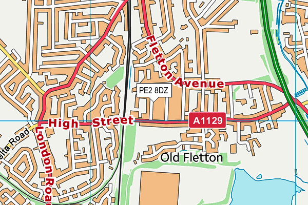 PE2 8DZ map - OS VectorMap District (Ordnance Survey)