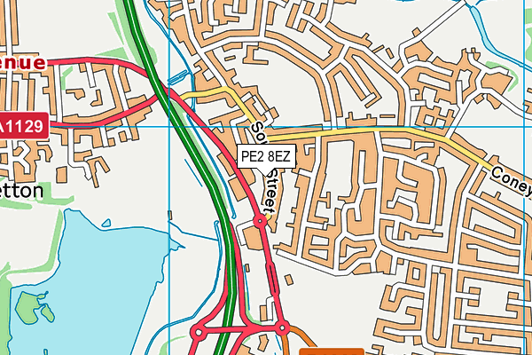 PE2 8EZ map - OS VectorMap District (Ordnance Survey)