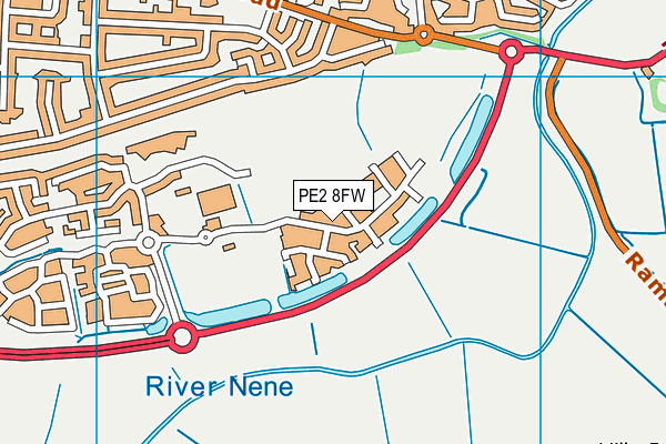 PE2 8FW map - OS VectorMap District (Ordnance Survey)