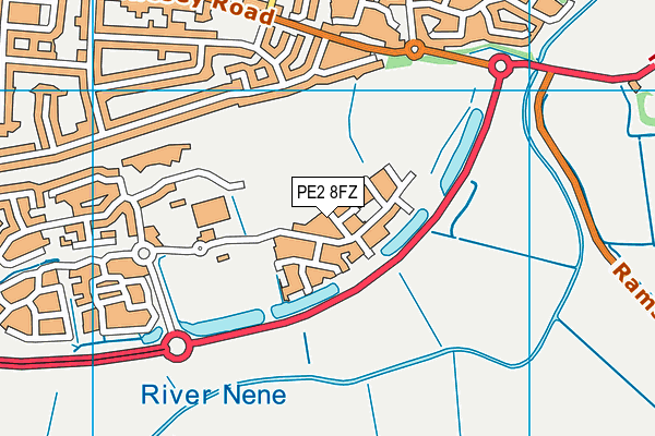 PE2 8FZ map - OS VectorMap District (Ordnance Survey)