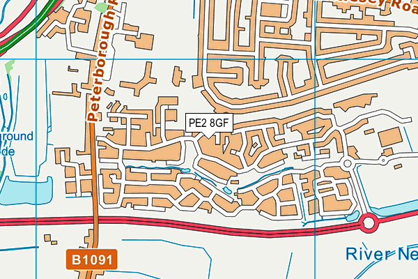 PE2 8GF map - OS VectorMap District (Ordnance Survey)