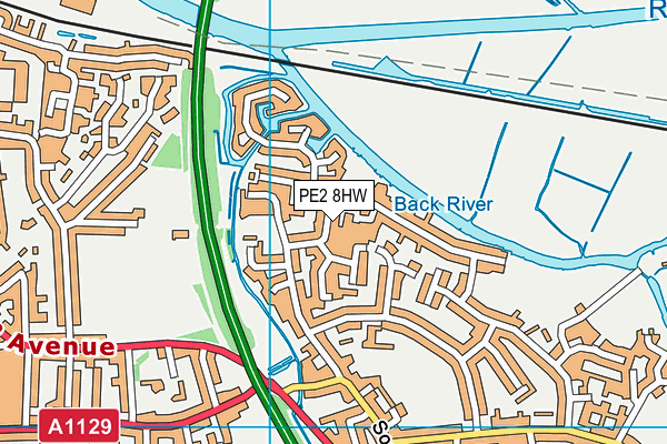 PE2 8HW map - OS VectorMap District (Ordnance Survey)