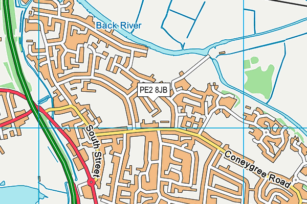 PE2 8JB map - OS VectorMap District (Ordnance Survey)