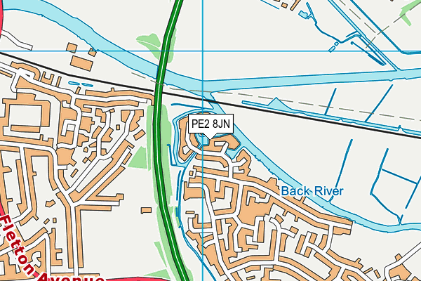 PE2 8JN map - OS VectorMap District (Ordnance Survey)