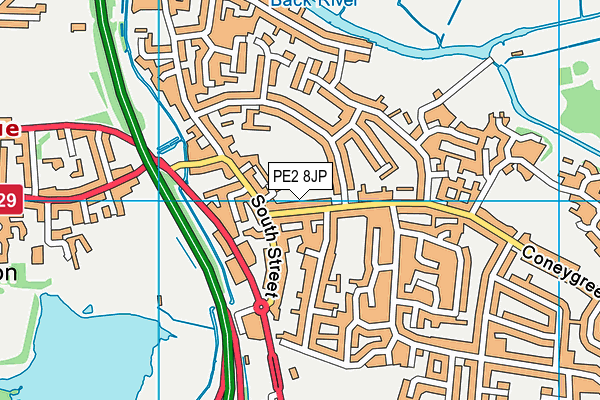 PE2 8JP map - OS VectorMap District (Ordnance Survey)