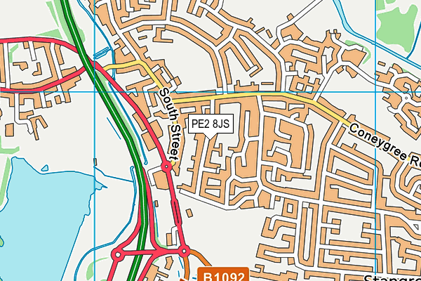 PE2 8JS map - OS VectorMap District (Ordnance Survey)