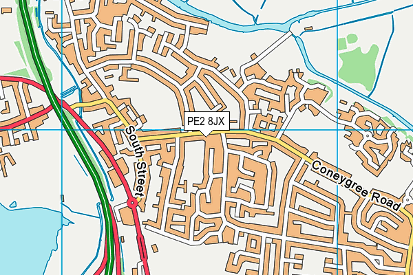 PE2 8JX map - OS VectorMap District (Ordnance Survey)