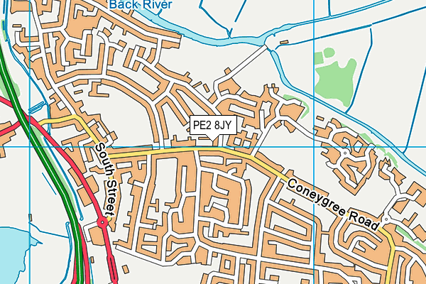 PE2 8JY map - OS VectorMap District (Ordnance Survey)