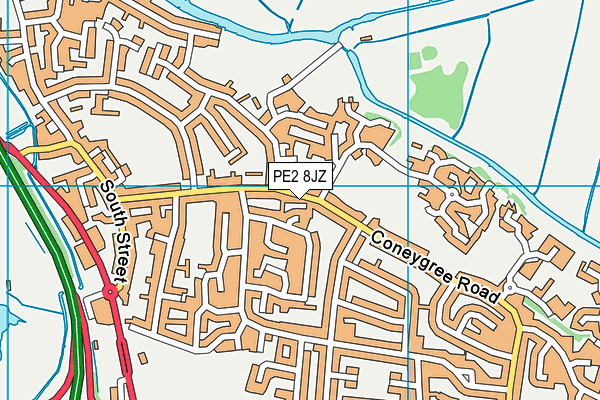 PE2 8JZ map - OS VectorMap District (Ordnance Survey)