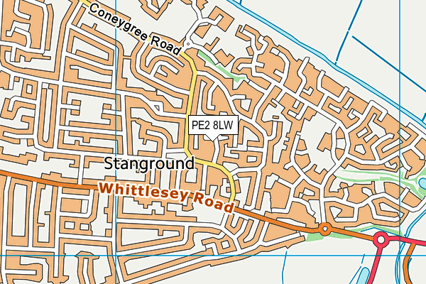 PE2 8LW map - OS VectorMap District (Ordnance Survey)