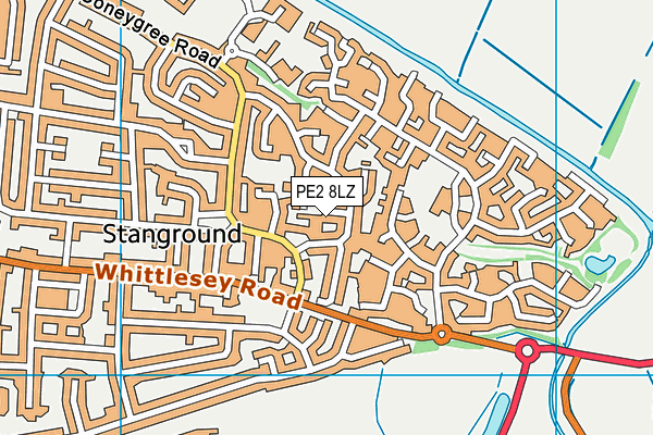 PE2 8LZ map - OS VectorMap District (Ordnance Survey)