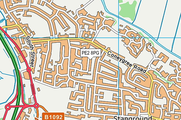 PE2 8PG map - OS VectorMap District (Ordnance Survey)