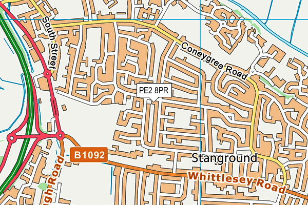 PE2 8PR map - OS VectorMap District (Ordnance Survey)