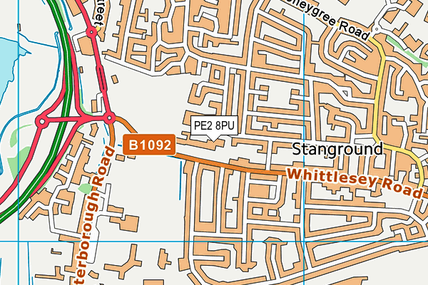 Southfields Primary School map (PE2 8PU) - OS VectorMap District (Ordnance Survey)