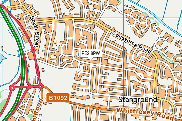 PE2 8PW map - OS VectorMap District (Ordnance Survey)