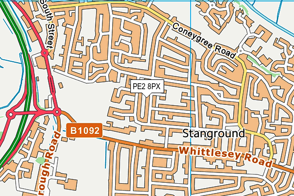 PE2 8PX map - OS VectorMap District (Ordnance Survey)