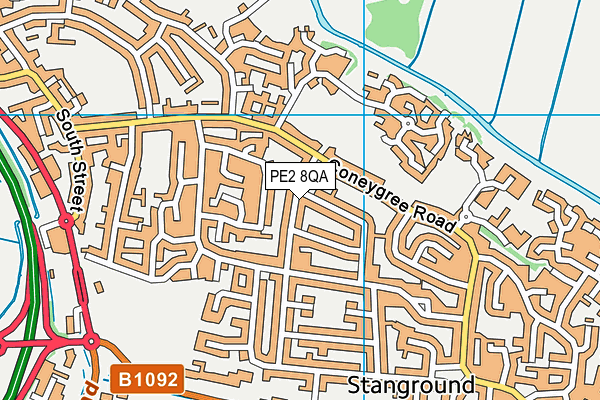PE2 8QA map - OS VectorMap District (Ordnance Survey)