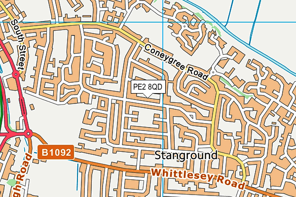 PE2 8QD map - OS VectorMap District (Ordnance Survey)