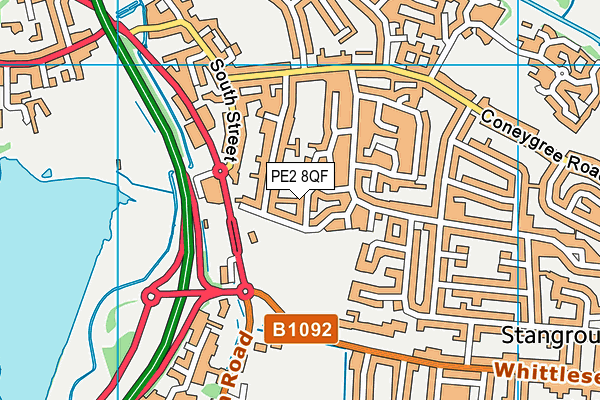 PE2 8QF map - OS VectorMap District (Ordnance Survey)